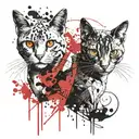 symmetrical two  cats looking forward tattoo design idea