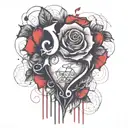 A rose grows from the Human heart, The letter B is written on top tattoo design idea