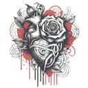 A rose grows from the Human heart, The letter B is written on top tattoo design idea