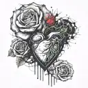 A rose grows from the Human heart, The letter B is written on top tattoo design idea