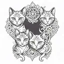symmetrical cats looking forward tattoo design idea