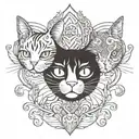 symmetrical cats looking forward tattoo design idea