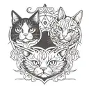 symmetrical cats looking forward tattoo design idea