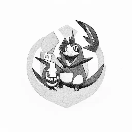 pokemon garchoomp in the neck tattoo design idea