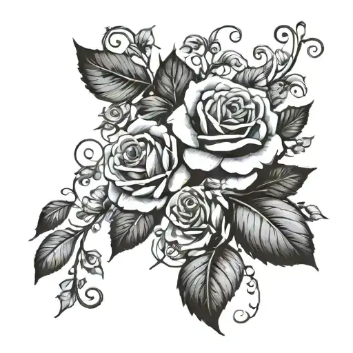 the name rosario with rose vines wrapped around it arm tattoo design idea