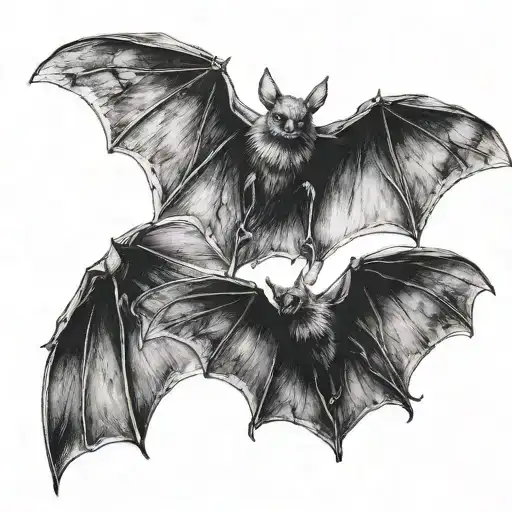 "ultra realistic" small bats tattoo design idea