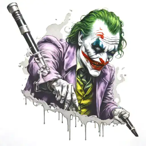"ultra realistic" Joker cane throws playing tattoo design idea