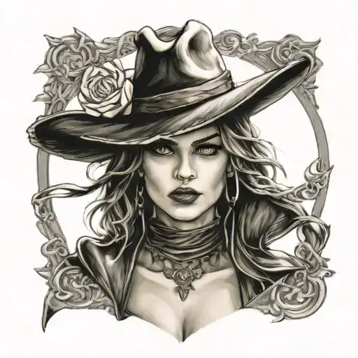 Resident evil lady Dimitrescu with big hat tattoo design idea