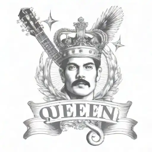 Queen logo rock band tattoo  Music notes Freddie Mercury  tattoo design idea