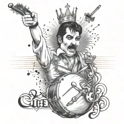 Queen logo rock band tattoo  Music notes Freddie Mercury  tattoo design idea
