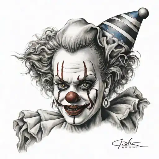 Realism "Ultra-realistic sexy clown ta woman " written tattoo design idea