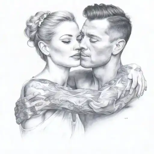 "ultra realistic" holding couple tattoo design idea