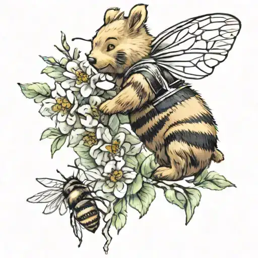 winnie the pooh only  bees   tattoo design idea