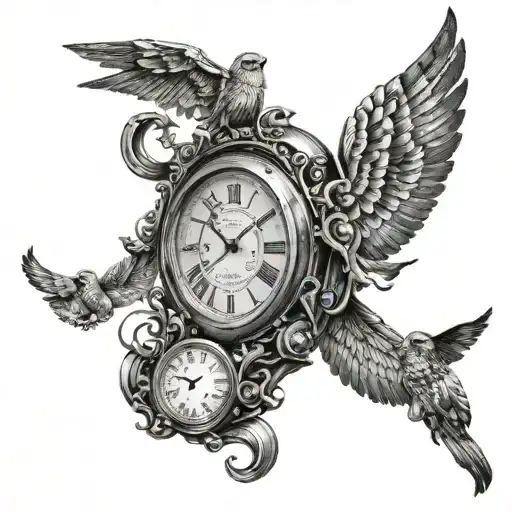 time machine tattoo design idea
