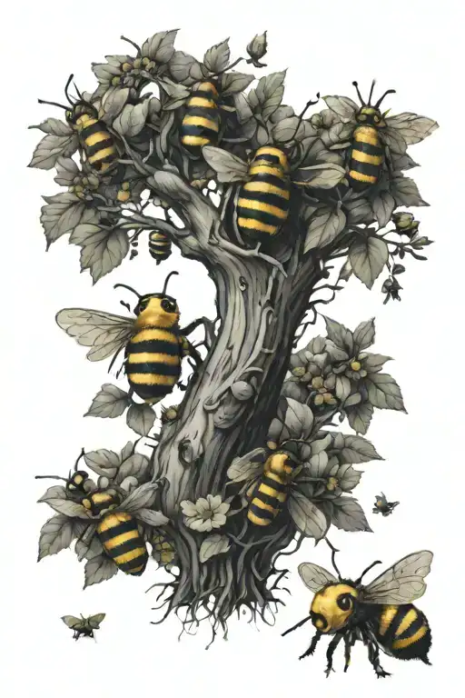 winnie the pooh only bees buzzing tattoo design idea