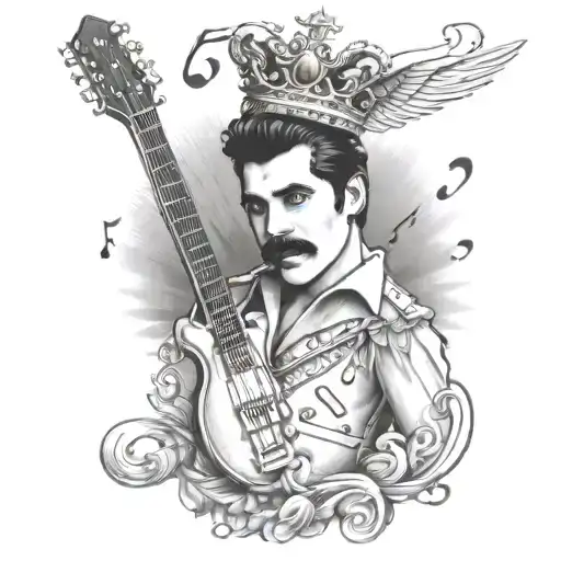 Queen logo rock band tattoo  Music notes Freddie Mercury  tattoo design idea