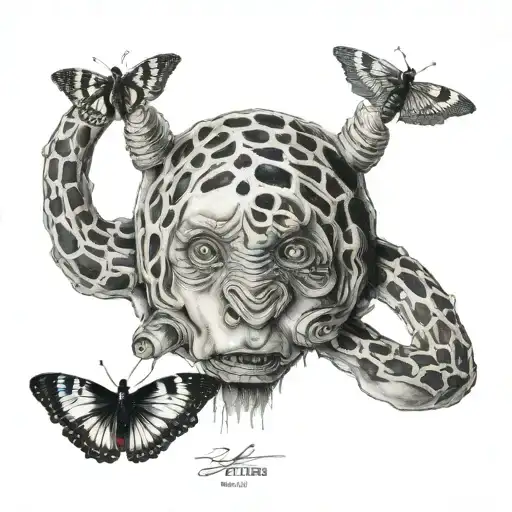 3 small evild bad kids hide kife tattoo design idea