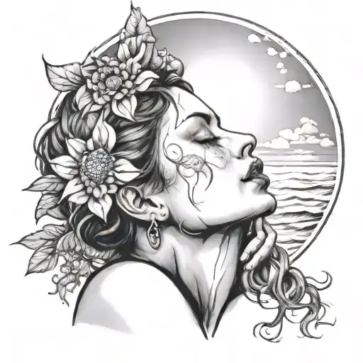 woman kissing the sun tattoo tattoo design idea