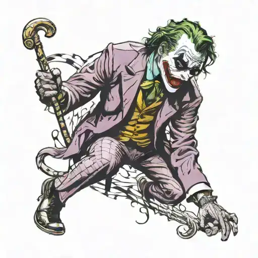 "ultra realistic" Joker cane throws playing tattoo design idea