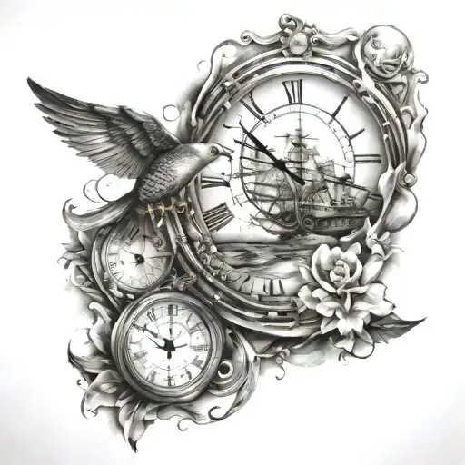 time travel tattoo design idea