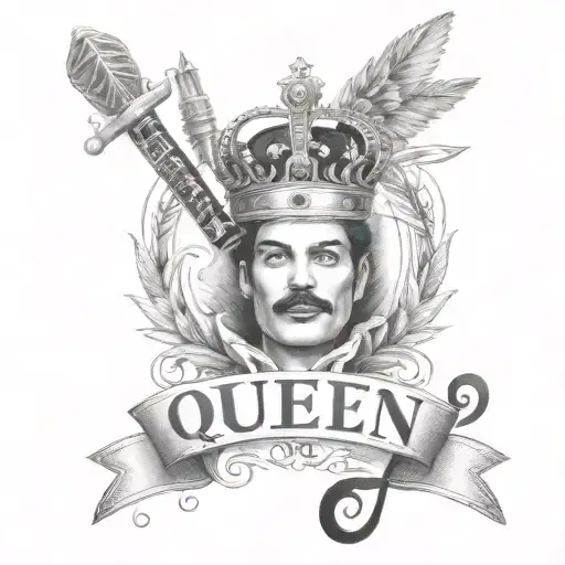 Queen logo rock band tattoo  Music notes Freddie Mercury  tattoo design idea