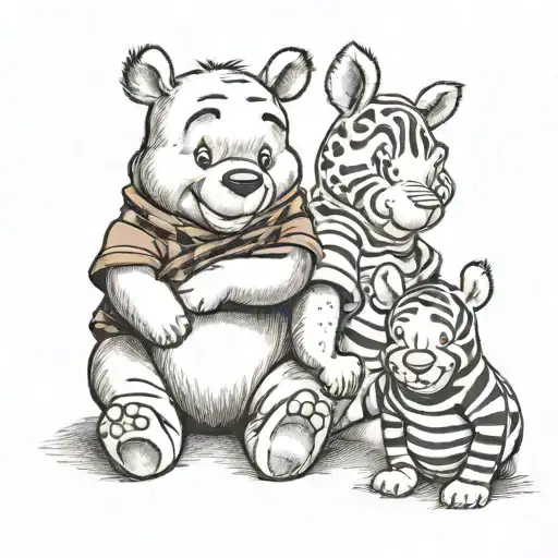 Winnie the Pooh with Tigger Piglet and Eeyore tattoo design idea