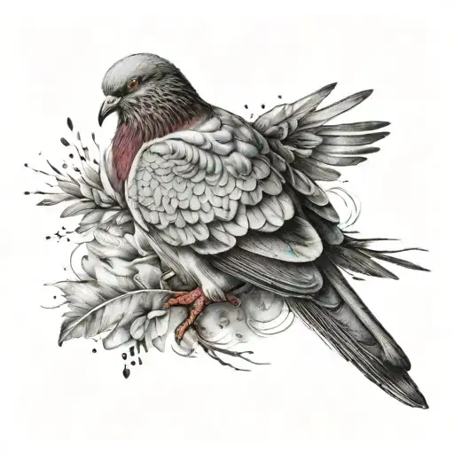 pigeon only feathers falling tattoo design idea