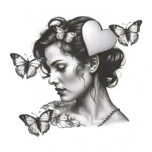 woman sending  love hearts tattoo design idea