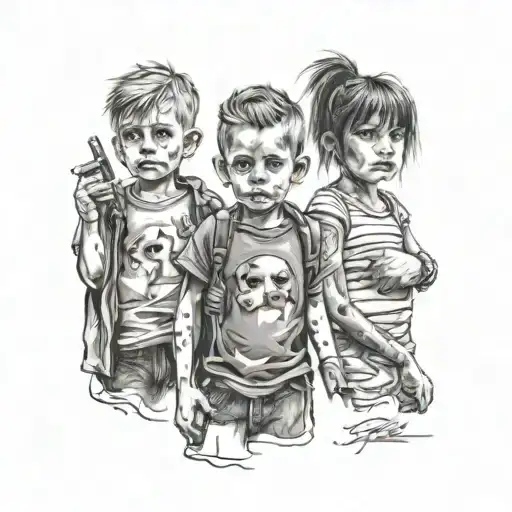 3 small evild bad kids tattoo design idea