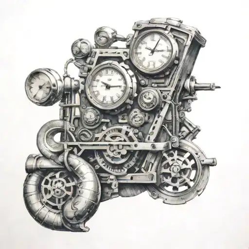 time travel machine operator working tattoo design idea
