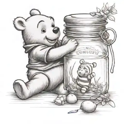 winnie the pooh honey jar  tattoo design idea
