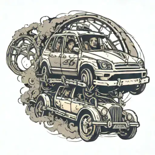 roller coaster car tattoo design idea