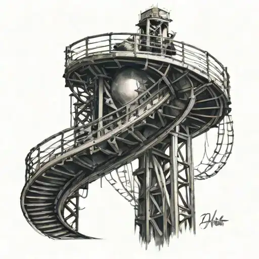 roller coaster twisting tattoo design idea