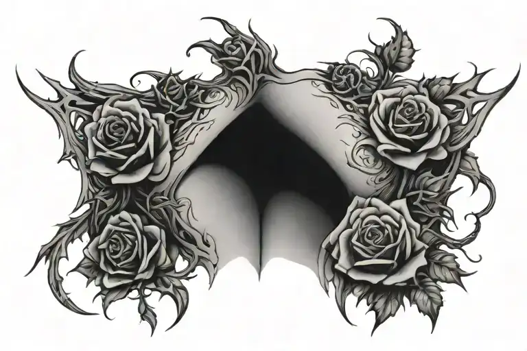 tribal tattoo chest under breast roses growing tattoo design idea