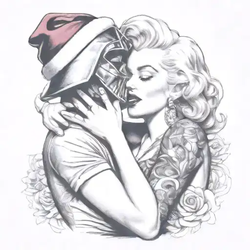marilyn monroe kissing darth vader fist fighting the easter tattoo design idea
