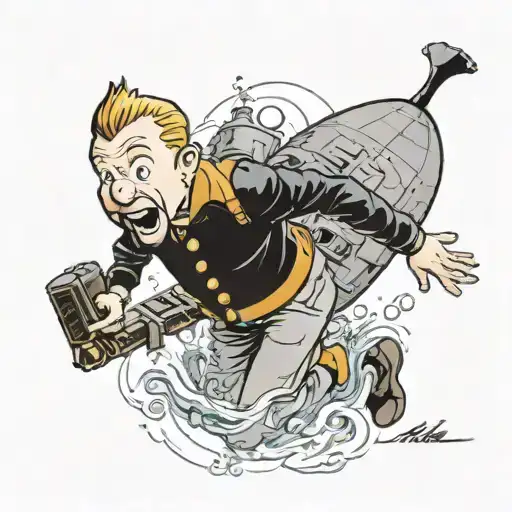 TINTIN comic book style illustration tattoo design idea
