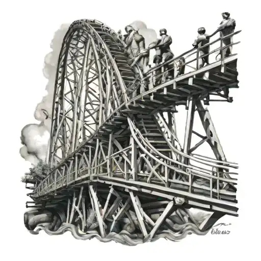 roller coaster with screaming pepoel tattoo design idea