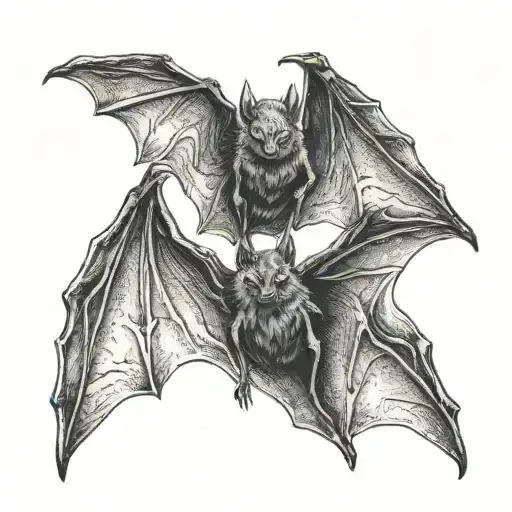 "ultra realistic" small bats flying around tattoo design idea