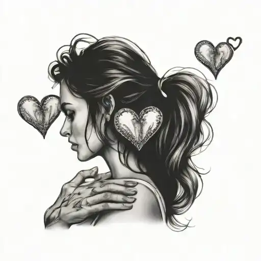 woman sending  love hearts tattoo design idea