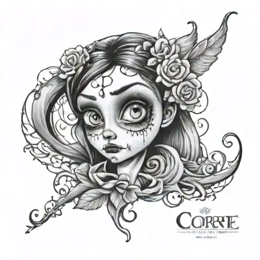 Emily Corpse Bride "As you wish" tattoo .big eyes on her tattoo design idea