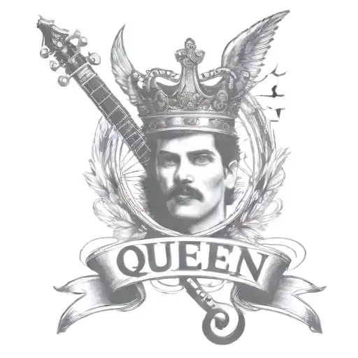 Queen logo rock band tattoo  Music notes Freddie Mercury  tattoo design idea