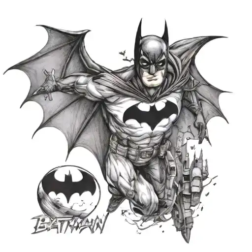  batman bats flying across front of right tattoo design idea