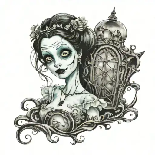 tim burton Corpse Bride "As you wish" tattoo design idea