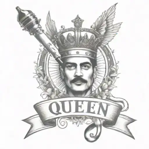 Queen logo rock band tattoo  Music notes Freddie Mercury  tattoo design idea