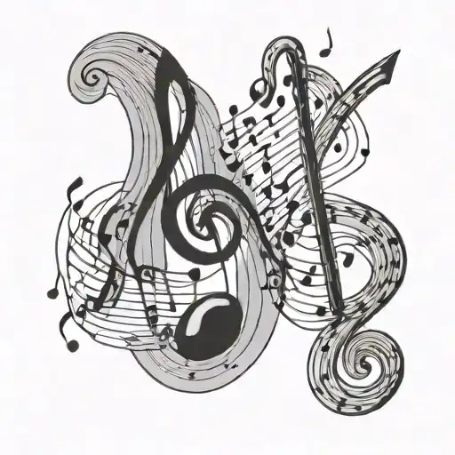 notes floating musical notes tattoo design idea
