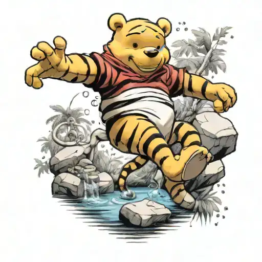 Winnie the Pooh Tigger bouncing Tigger scuba scene tattoo design idea
