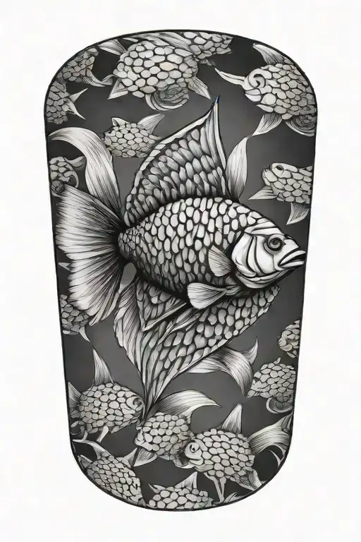 fish scales legs tattoo design idea