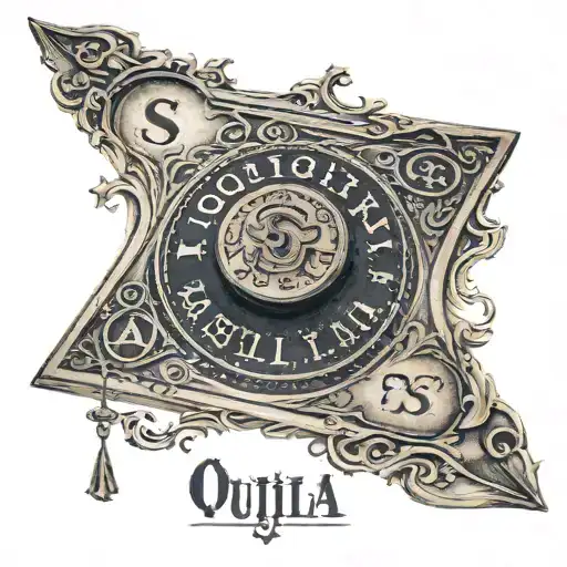Ouija board letters S tattoo design idea