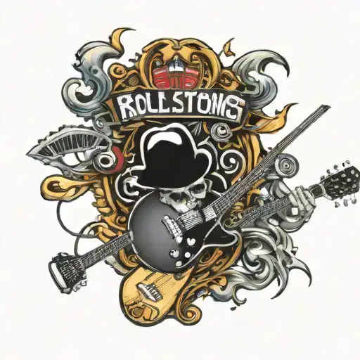 The rollings stones rock band logo incorporating elements electric guitar l tattoo design idea