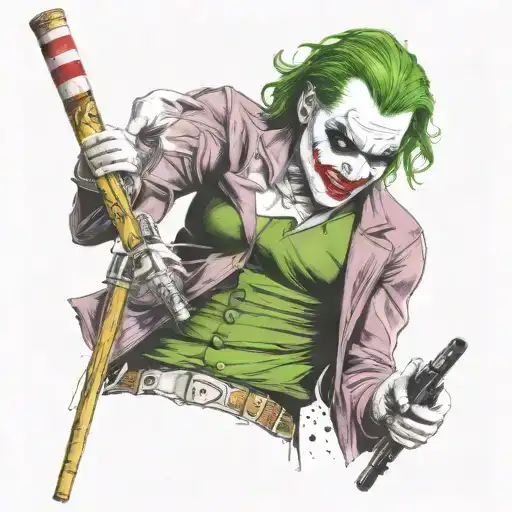 "ultra realistic" harley quinn kissing joker  tattoo design idea